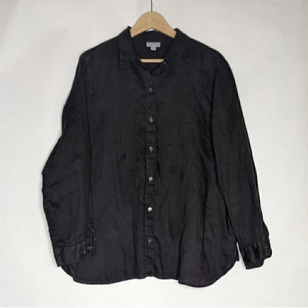 J JILL BUTTON DOWN SHIRT LINEN